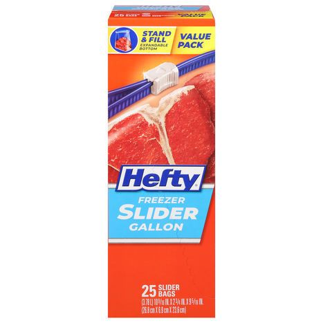 Hefty Gallon Freezer Slider Bags Value Pack, 25 count