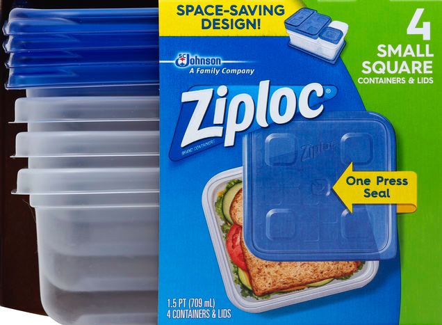 Ziploc Containers & Lids, Square, Small, 1.5 Pint