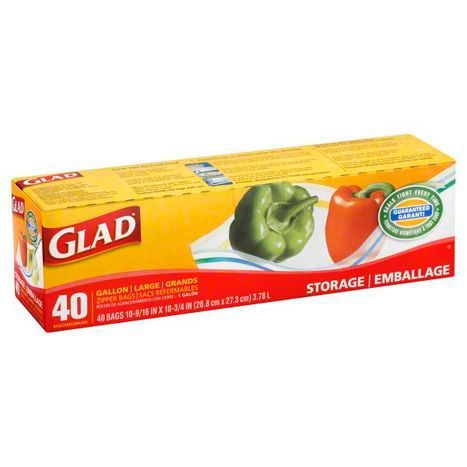 Buy Glad Storage Bags, Zipper, Gallon Large -... Online | Mercato