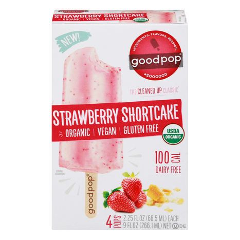 Goodpop Pops, Strawberry Shortcake - 4 pack, 2.5 fl oz pops