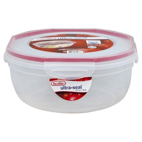 Sterilite Ultra Seal Food Storage Container Plastic Clear Red New
