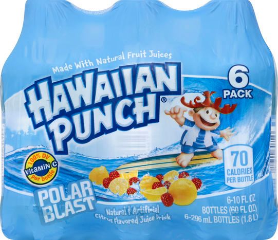 Hawaiian Punch Polar Blast, 10 fl oz bottles, 6 pack