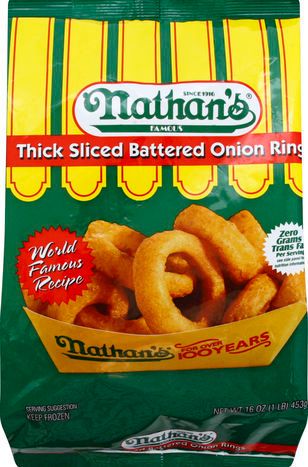 Nathan's Famous Thick Sliced Battered Onion Rings, 16 oz