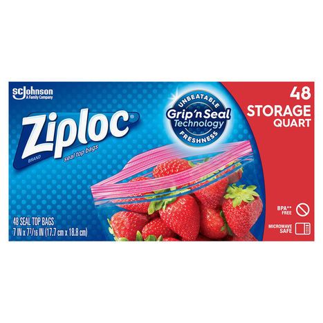 Ziploc Brand Seal Top Quart Storage Bags - Office Depot