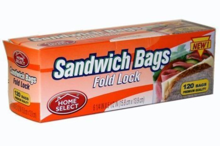 Home Select Sandwich Bags, Fold Lock, 120 Ct 