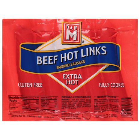 Bar M Extra Hot Louisiana Brand Hot Links, 40 oz - Foods Co.