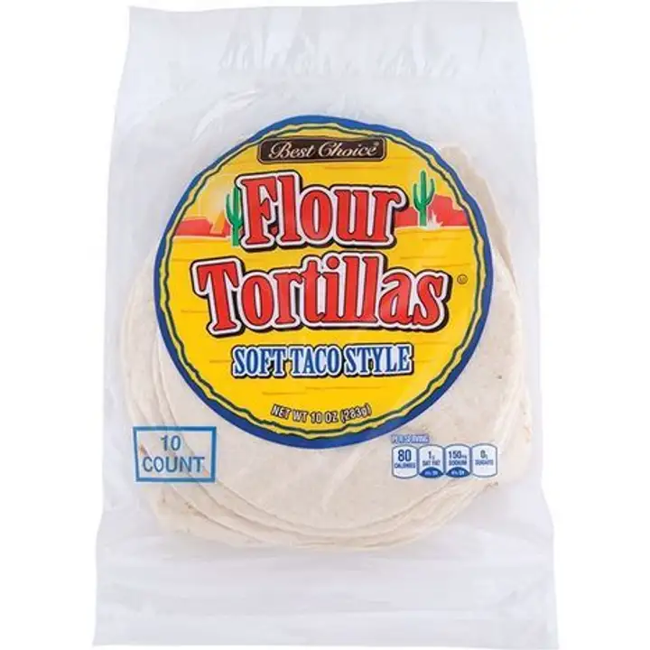 Order Best Choice Soft Taco Style Flour Tortillas - 10 Ounces food online from Fligner Market store, Lorain on bringmethat.com