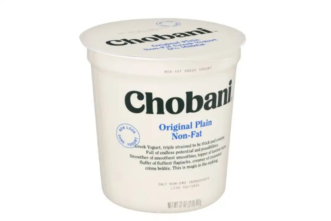 Order Chobani Yogurt, Greek, Non-Fat, Plain - 32 Ounces food online from Holiday farms store, Roslyn Heights on bringmethat.com