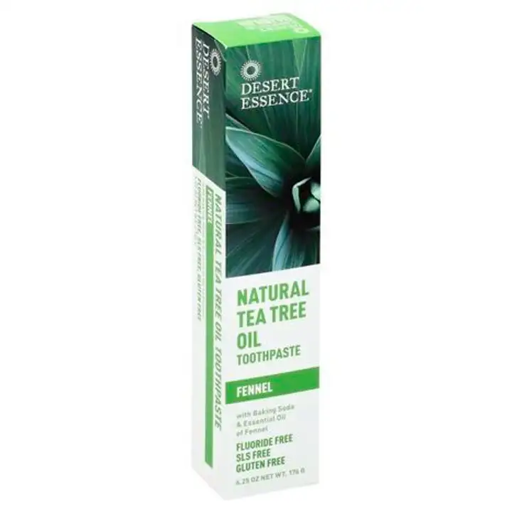 Order Desert Essence Toothpaste, Natural Tea Tree Oil, Fluoride Free, Fennel - 6.25 Ounces food online from Whole Foods Co-Op Denfeld store, Duluth on bringmethat.com