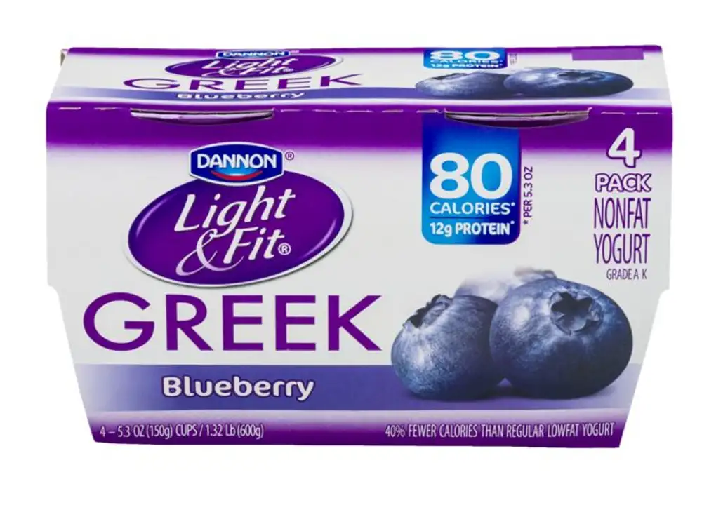 Order Light & Fit Yogurt, Greek, Nonfat, Blueberry, 4 Pack - 5.3 Ounces (Pack of 4) food online from Holiday farms store, Roslyn Heights on bringmethat.com