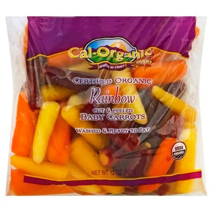 Order Cal Organic Farms Baby Carrots, Rainbow, Cut & Peeled - 12 Ounces food online from Holiday farms store, Roslyn Heights on bringmethat.com