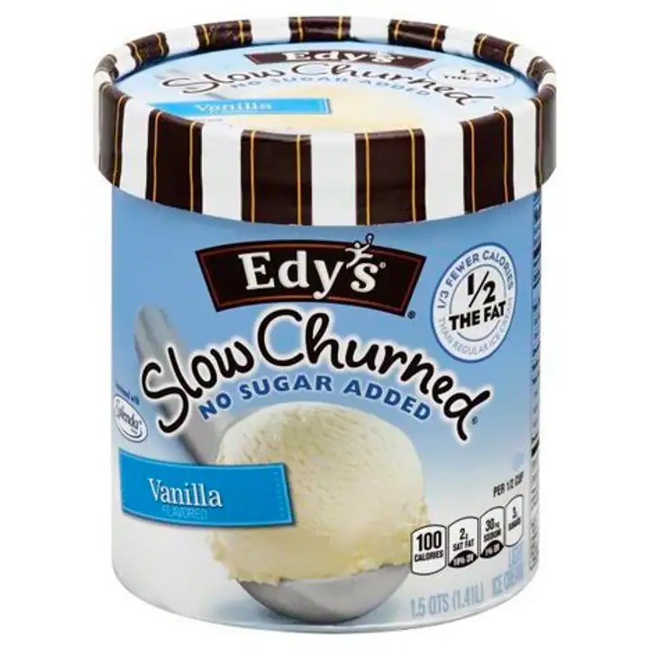Order Edys Slow Churned Ice Cream, Light, Vanilla Flavored,  No Sugar Added - 48 Ounces food online from Novato Harvest Market store, Novato on bringmethat.com