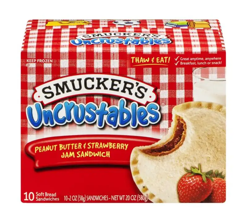 Order Smuckers Uncrustables Sandwich, Peanut Butter and Strawberry Jam - 10 Each food online from Novato Harvest Market store, Novato on bringmethat.com