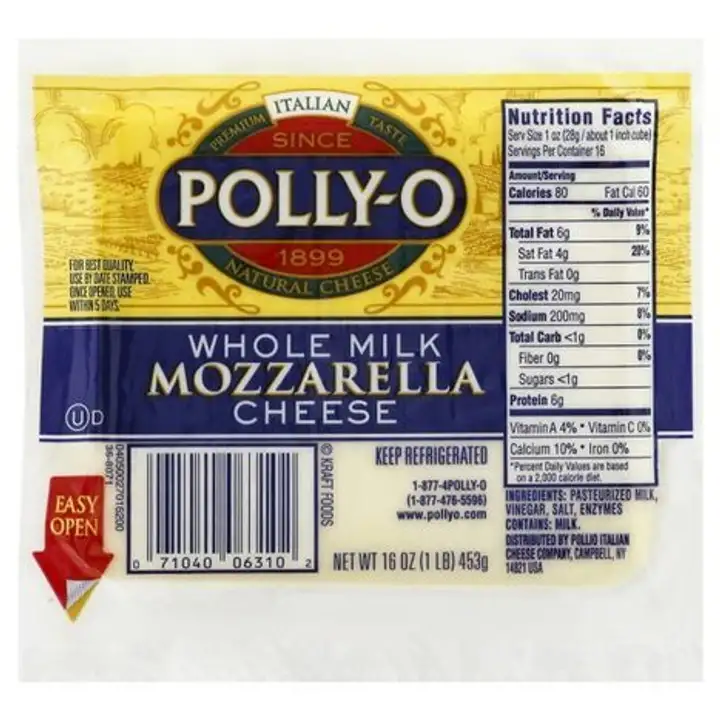 Order Polly O Cheese, Mozzarella, Whole Milk - 16 Ounces food online from Meats Supreme store, Brooklyn on bringmethat.com