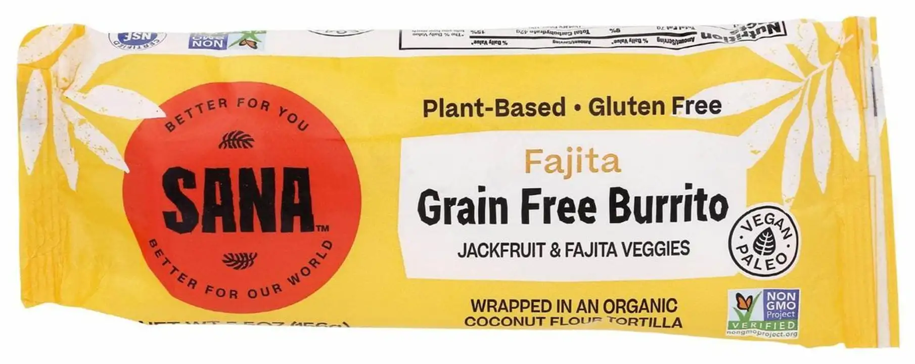 Order Sana Grain Free Fajita Burrito - 5.5 Ounces food online from Whole Foods Co-Op Denfeld store, Duluth on bringmethat.com