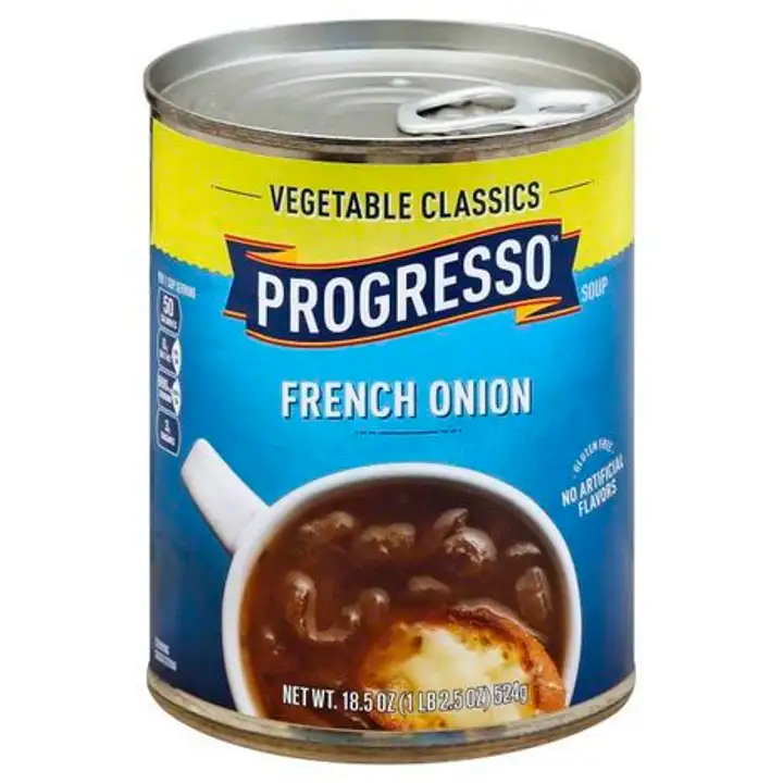 Order Progresso Vegetable Classics Soup, French Onion - 18.5 Ounces food online from Holiday farms store, Roslyn Heights on bringmethat.com