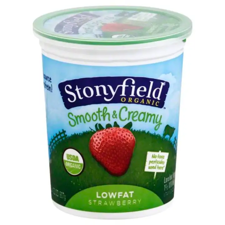 Order Stonyfield Farm Organic Yogurt, Whole Milk, Strawberry - 32 Ounces food online from Whole Foods Co-Op Denfeld store, Duluth on bringmethat.com