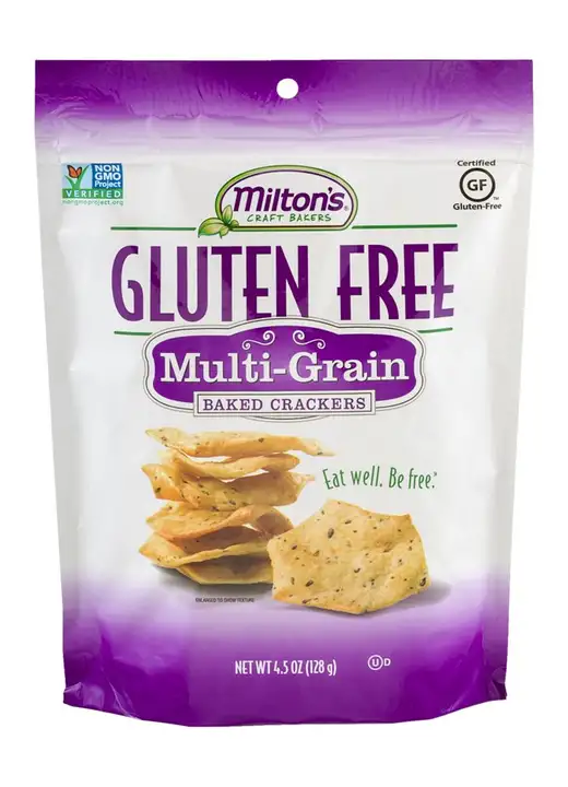 Order Miltons Gluten Free Crackers, Baked, Multi-Grain - 4.5 Ounces food online from Novato Harvest Market store, Novato on bringmethat.com