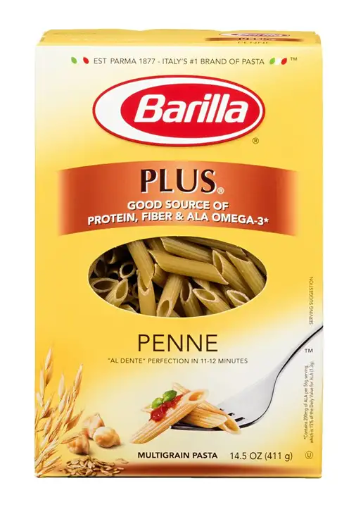 Order Barilla Multigrain Pasta, Penne, ProteinPlus - 14.5 Ounces food online from Holiday farms store, Roslyn Heights on bringmethat.com