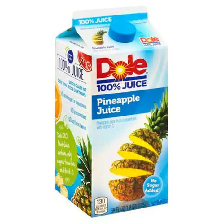 Order Dole 100% Juice, Pineapple - 59 Ounces food online from Holiday farms store, Roslyn Heights on bringmethat.com