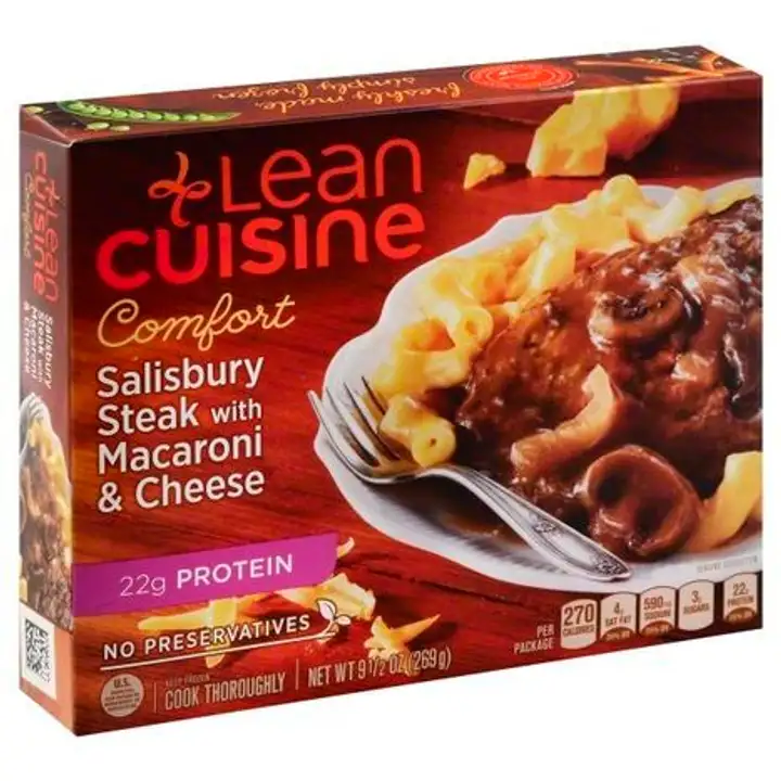 Order Lean Cuisine Comfort Salisbury Steak, with Macaroni & Cheese - 16 Ounces food online from Holiday farms store, Roslyn Heights on bringmethat.com