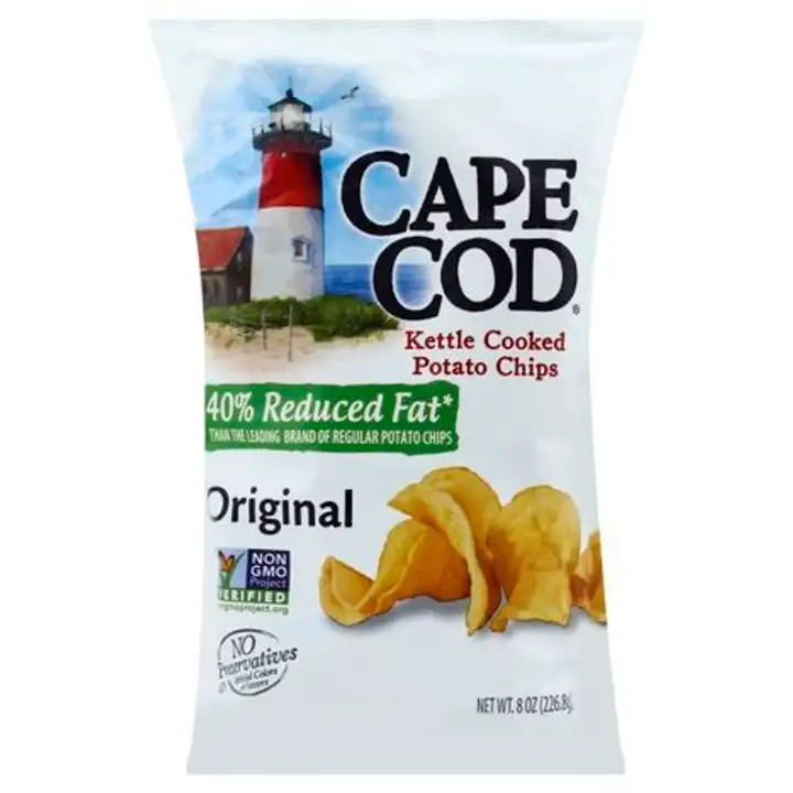 Order Cape Cod Potato Chips, Kettle Cooked, Reduced Fat, Original - 8 Ounces food online from Holiday farms store, Roslyn Heights on bringmethat.com