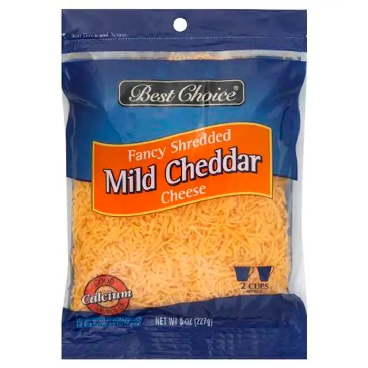 Order Best Choice Shredded Cheese, Fancy, Mild Cheddar - 8 Ounces food online from Fligner Market store, Lorain on bringmethat.com