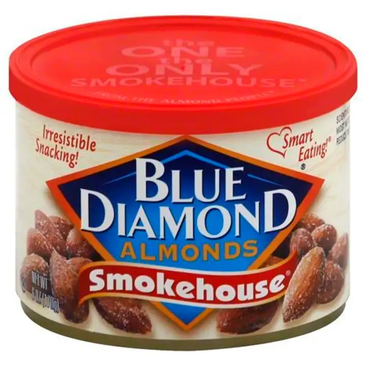 Order Blue Diamond Almonds, Smokehouse - 6 Ounces food online from Holiday farms store, Roslyn Heights on bringmethat.com