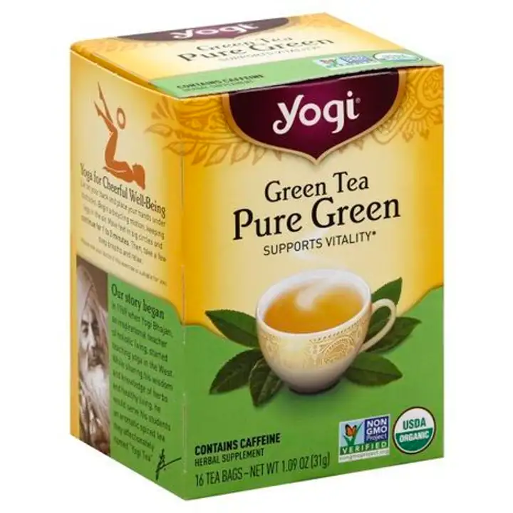 Order Yogi Green Tea, Pure Green, Bags - 16 Bags food online from Holiday farms store, Roslyn Heights on bringmethat.com