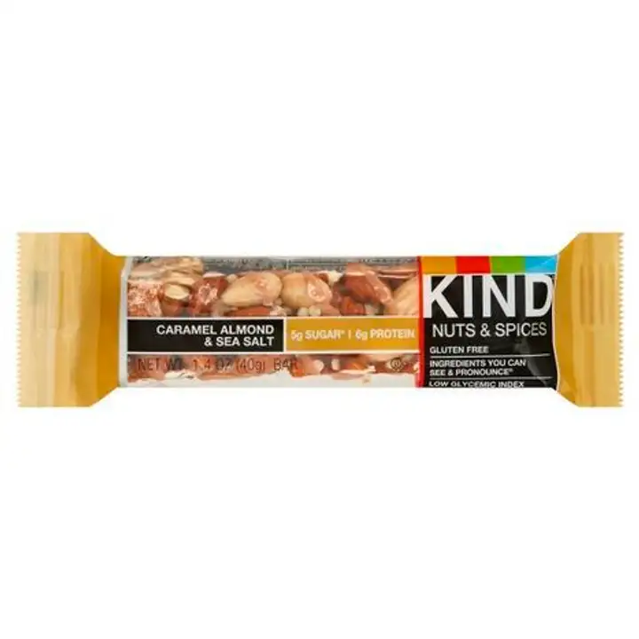 Order Kind Nuts & Spices Bar, Caramel Almond & Sea Salt - 1.4 Ounces food online from Holiday farms store, Roslyn Heights on bringmethat.com