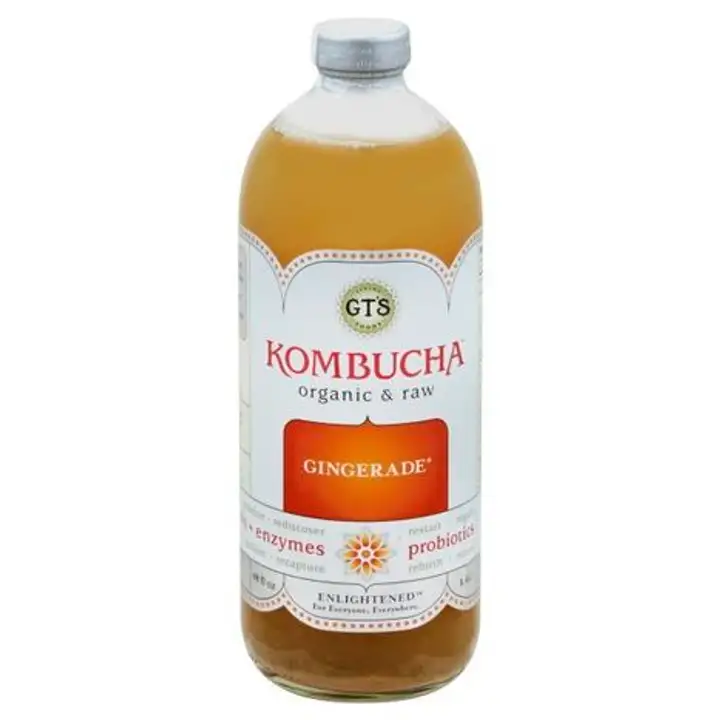 Order GTs Enlightened Kombucha, Organic & Raw, Gingerade - 48 Ounces food online from Whole Foods Co-Op Denfeld store, Duluth on bringmethat.com