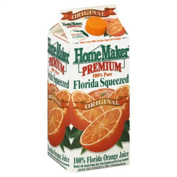 Order HomeMaker Orange Juice, 100% Florida, Original - 59 Ounces food online from Fligner Market store, Lorain on bringmethat.com