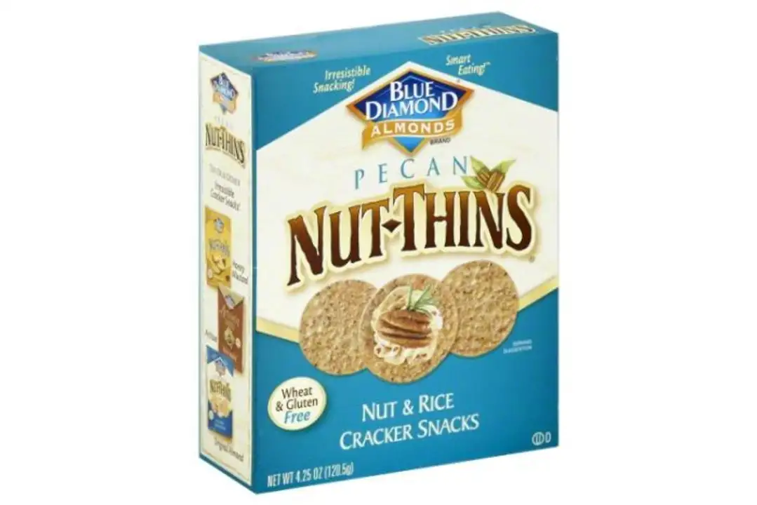 Order Blue Diamond Nut-Thins Cracker Snacks, Nut & Rice, Pecan - 4.25 Ounces food online from Novato Harvest Market store, Novato on bringmethat.com