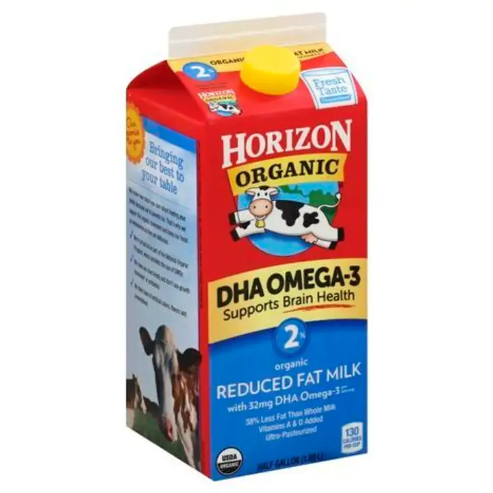 Order Horizon Organic Milk, Reduced Fat, Organic, DHA Omega-3, 2% - 64 Ounces food online from Holiday farms store, Roslyn Heights on bringmethat.com