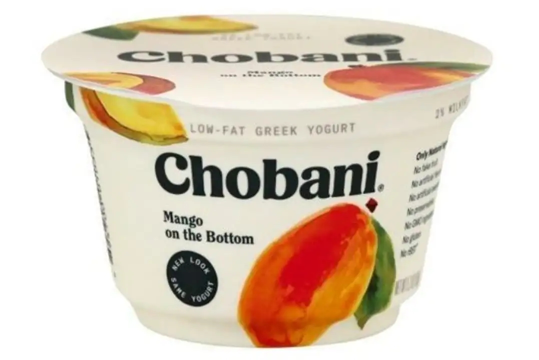 Order Chobani Yogurt, Greek, Low-Fat, with Mango on the Bottom - 5.3 Ounces food online from Holiday farms store, Roslyn Heights on bringmethat.com