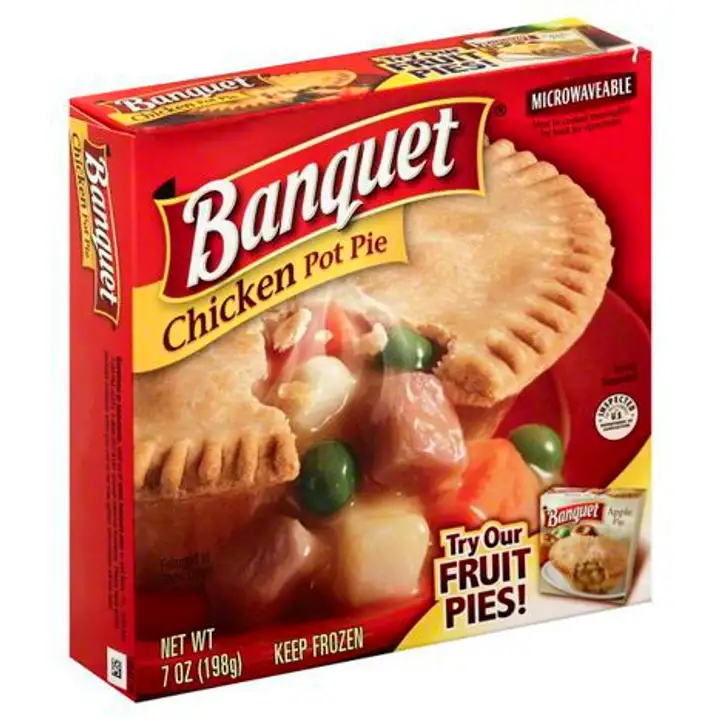 Order Banquet Pot Pie, Chicken - 7 Ounces food online from Holiday farms store, Roslyn Heights on bringmethat.com