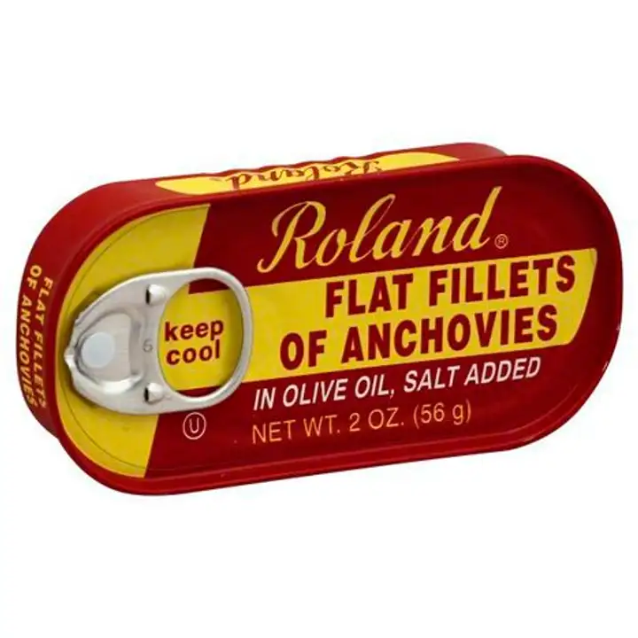 Order Roland Anchovies, Flat Fillets - 2 Ounces food online from Novato Harvest Market store, Novato on bringmethat.com