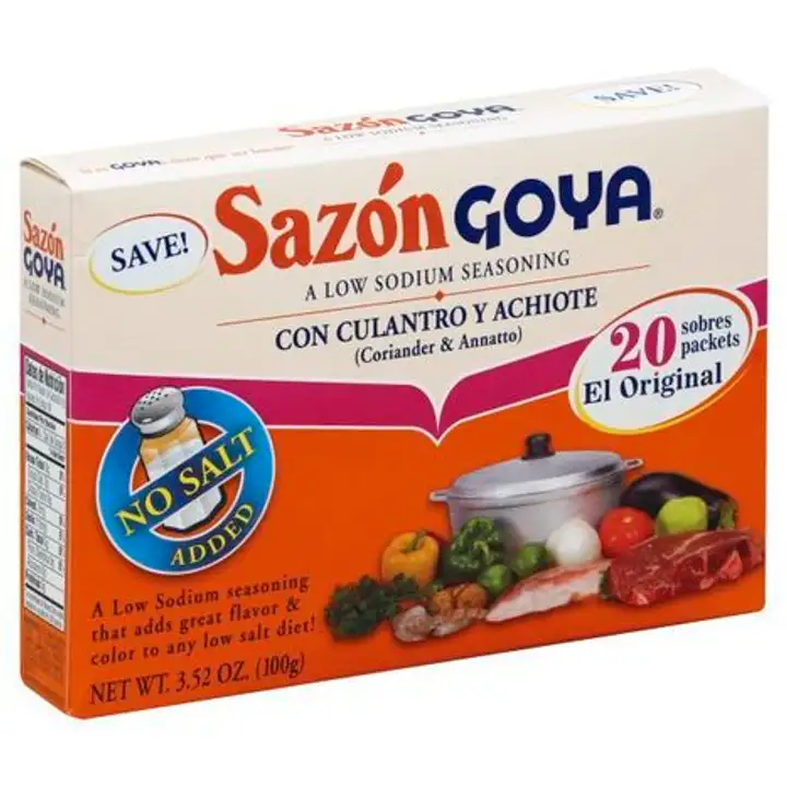Order Sazon Goya Seasoning, Low Sodium, Coriander & Annatto - 3.52 Ounces food online from Fligner Market store, Lorain on bringmethat.com