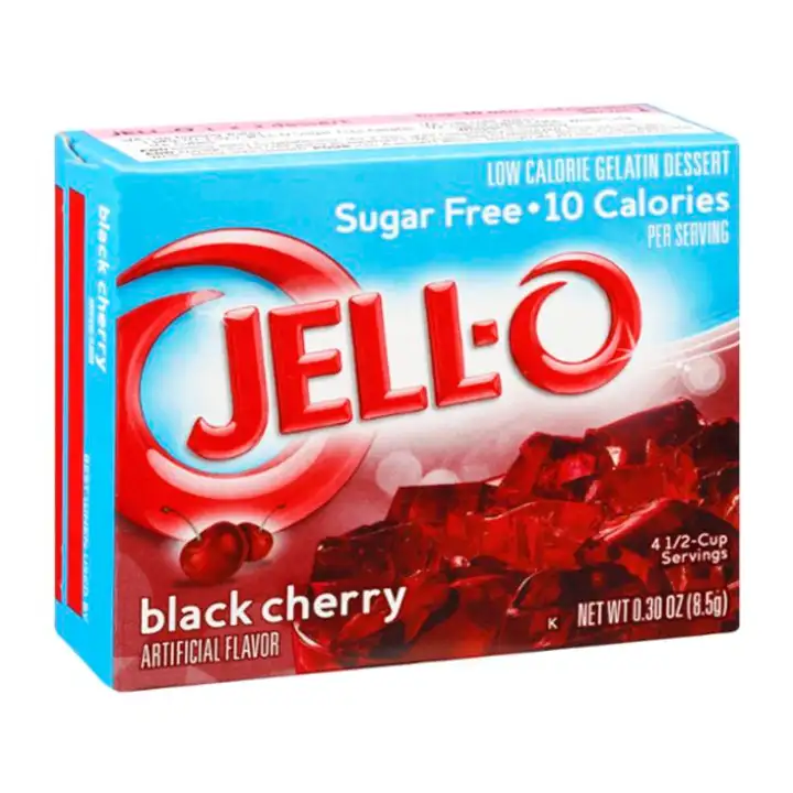 Order Jell O Gelatin Dessert, Low Calorie, Sugar Free, Black Cherry - 0.3 Ounces food online from Holiday farms store, Roslyn Heights on bringmethat.com