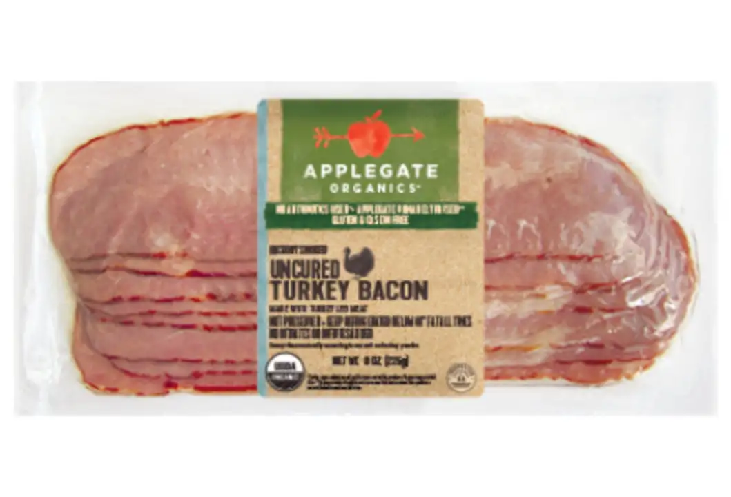Order Applegate Organics Bacon, Turkey, Uncured, Hickory Smoked - 8 Ounces food online from Holiday farms store, Roslyn Heights on bringmethat.com
