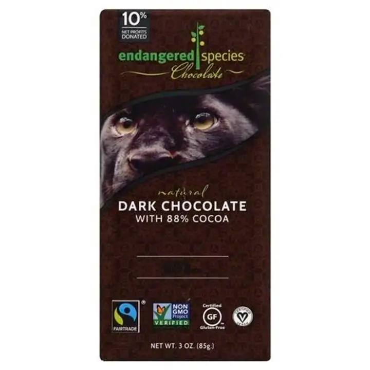 Order Endangered Species Dark Chocolate, with 88% Cocoa - 3 Ounces food online from Novato Harvest Market store, Novato on bringmethat.com