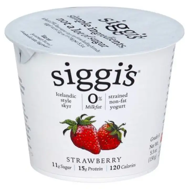 Order Siggis Yogurt, Non-Fat, Icelandic Style Skyr, Strained, Strawberry - 5.3 Ounces food online from Holiday farms store, Roslyn Heights on bringmethat.com