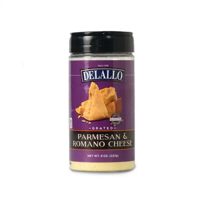 Order DeLallo Grated Parmesan & Romano Cheese - 8 Ounces food online from Fligner Market store, Lorain on bringmethat.com