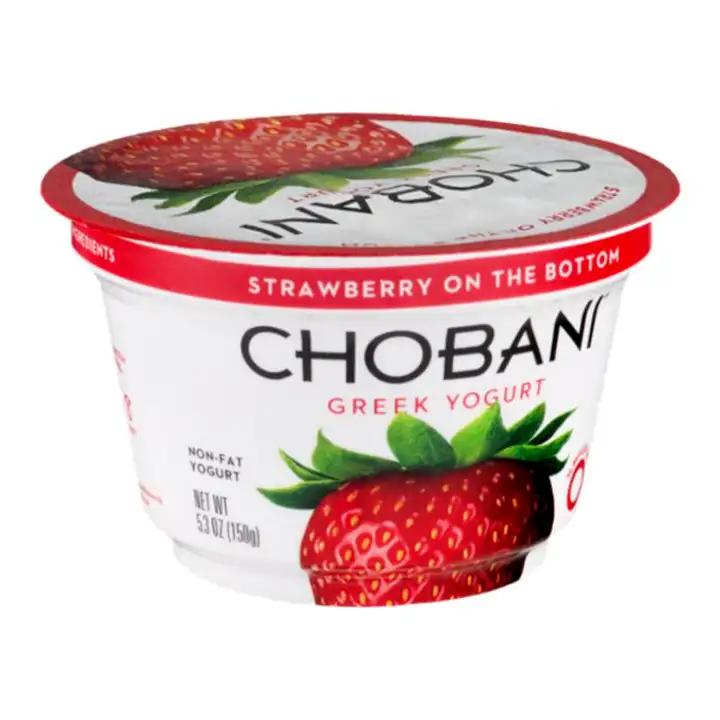 Order Chobani Yogurt, Greek, Non-Fat, with Strawberry on the Bottom - 5.3 Ounces food online from Whole Foods Co-Op Denfeld store, Duluth on bringmethat.com