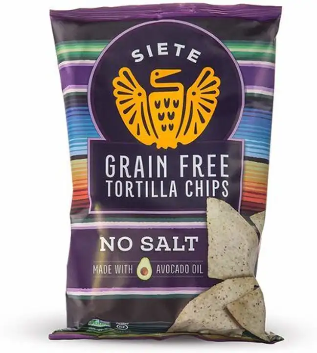 Order Siete Tortilla Chips, Grain Free, No Salt - 5 Ounces food online from Whole Foods Co-Op Denfeld store, Duluth on bringmethat.com