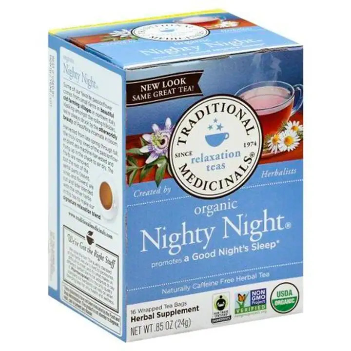 Order Traditional Medicinals Herbal Tea, Organic, Nighty Night, Caffeine Free, Wrapped Tea Bags - 16 Bags food online from Novato Harvest Market store, Novato on bringmethat.com
