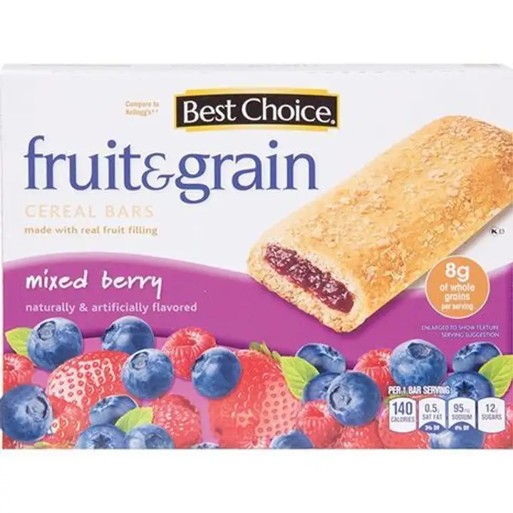Order Best Choice Fruit And Grain Cereal Bars, Mixed Berry - 8 Count food online from Fligner Market store, Lorain on bringmethat.com