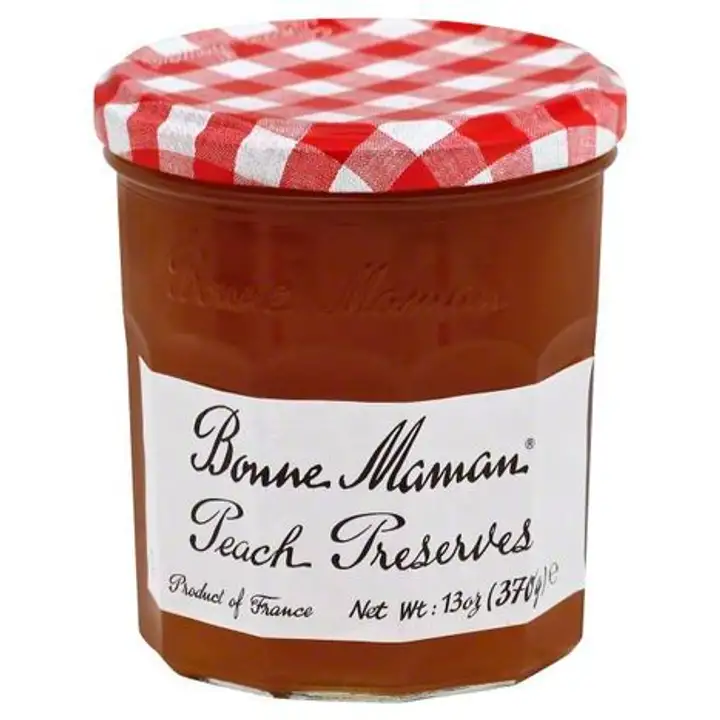 Order Bonne Maman Preserves, Peach - 13 Ounces food online from Novato Harvest Market store, Novato on bringmethat.com