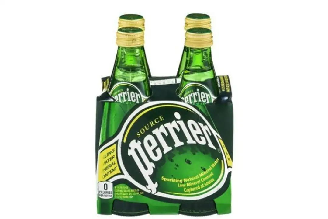 Order Perrier Sparkling Water, Natural Mineral - 4 Pack (11.15 Fluid Ounces Each) food online from Holiday farms store, Roslyn Heights on bringmethat.com