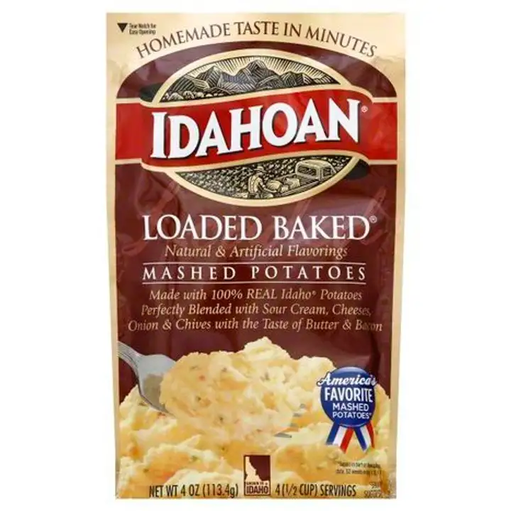 Order Idahoan Mashed Potatoes, Loaded Baked - 4 Ounces food online from Fligner Market store, Lorain on bringmethat.com